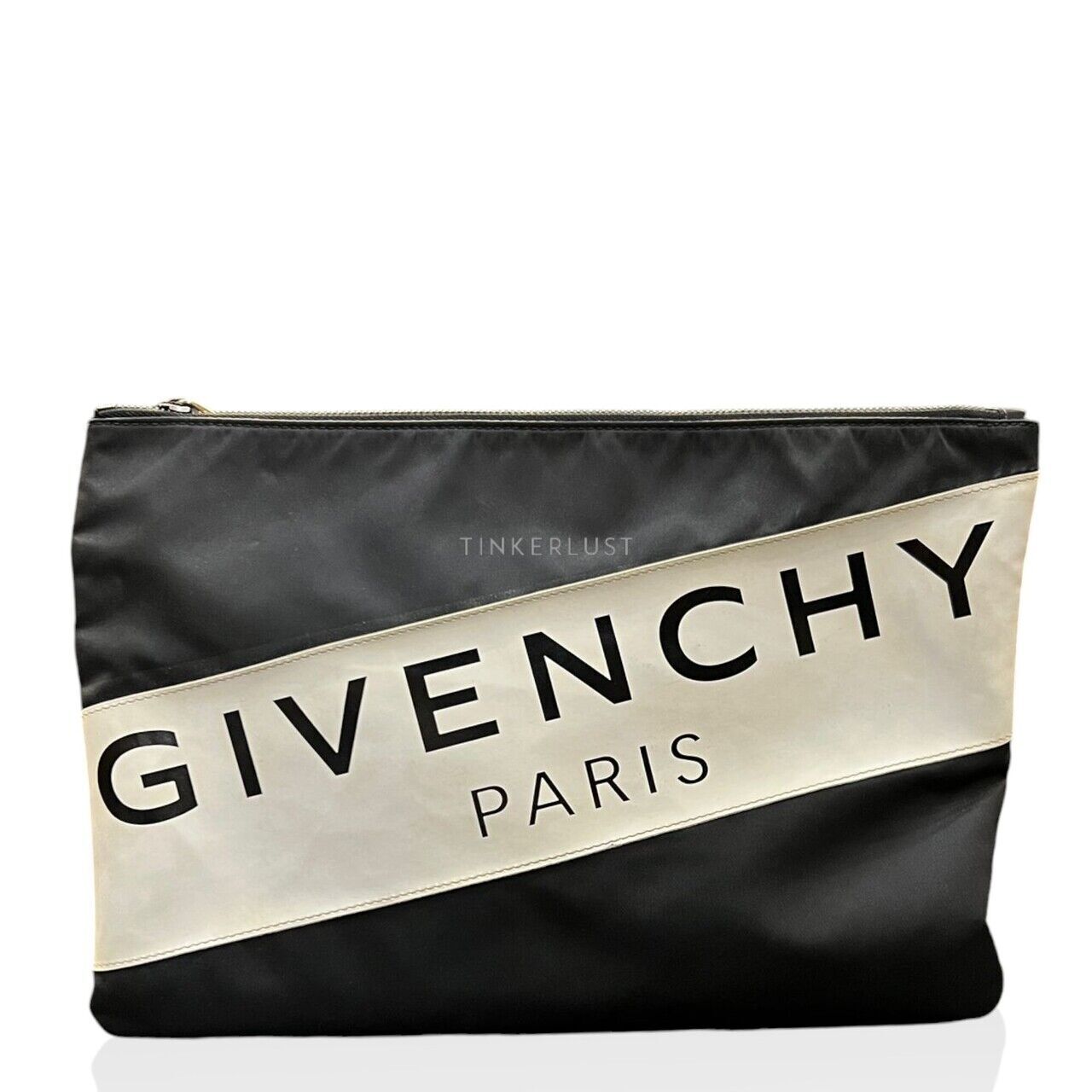tas clutch Givenchy Black Nylon Logo Clutch Tinkerlust